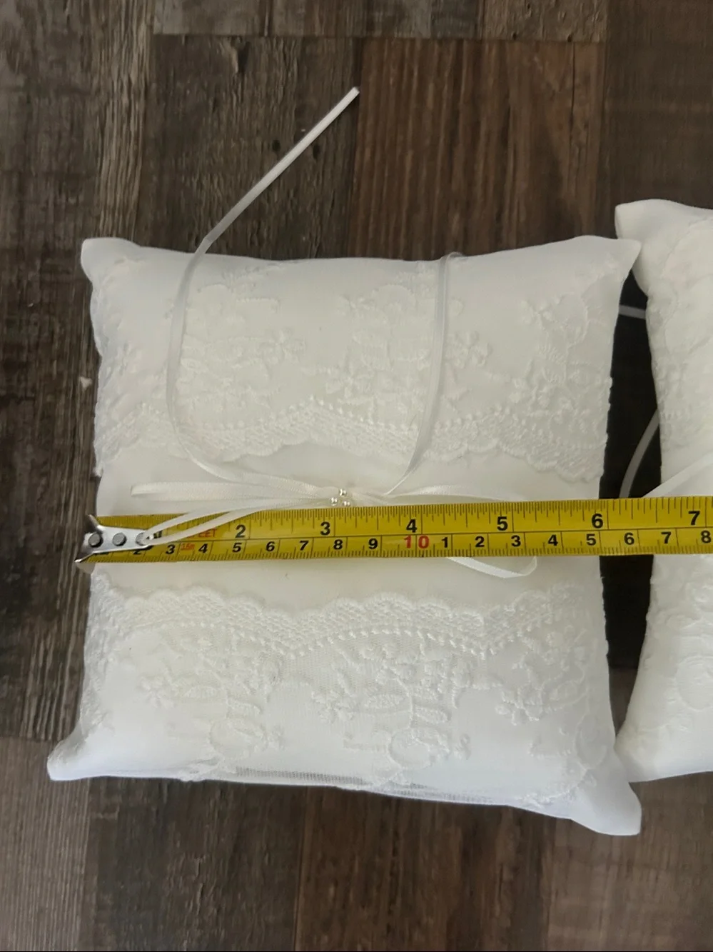 2 White Lace Ring Bearer Pillow Set - Classic Wedding Accent